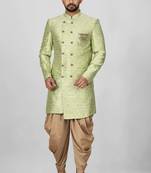 Gold green anghrakha pattern work indo western