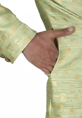 Gold green anghrakha pattern work indo western 3