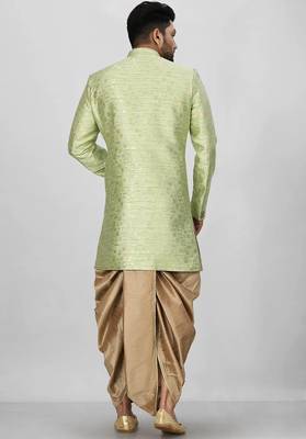 Gold green anghrakha pattern work indo western 5
