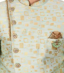 Mint green anghrakha pattern work indo western