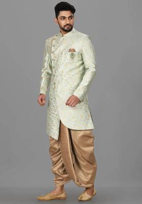 Mint green anghrakha pattern work indo western 4