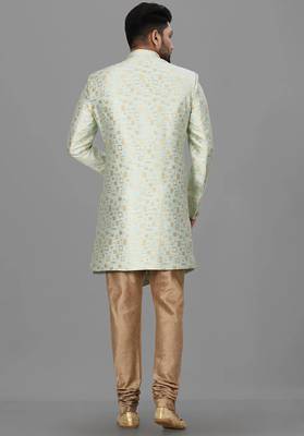 Mint green anghrakha pattern work indo western 4