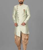 Mint green anghrakha pattern work indo western