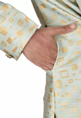 Mint green anghrakha pattern work indo western 3