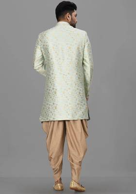 Mint green anghrakha pattern work indo western 4