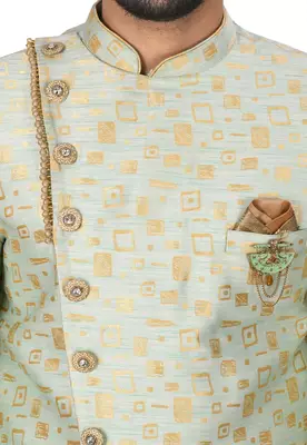 Mint green anghrakha pattern work indo western 2