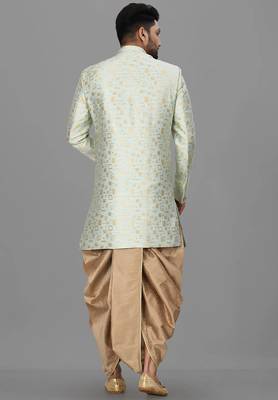 Mint green anghrakha pattern work indo western 5