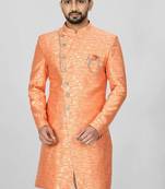 Orange anghrakha pattern work indo western