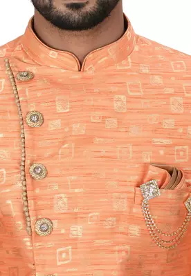 Orange anghrakha pattern work indo western 2