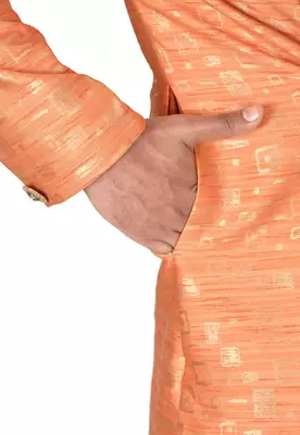 Orange anghrakha pattern work indo western 3