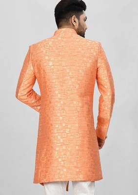 Orange anghrakha pattern work indo western 5