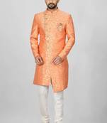 Orange anghrakha pattern work indo western