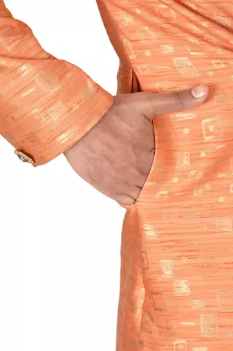 Orange anghrakha pattern work indo western