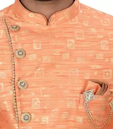 Orange anghrakha pattern work indo western