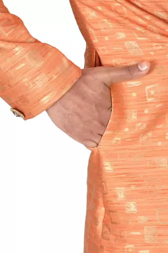 Orange anghrakha pattern work indo western