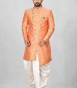 Orange anghrakha pattern work indo western