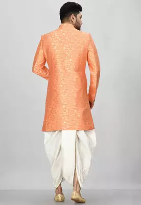 Orange anghrakha pattern work indo western 5