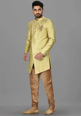 Green anghrakha pattern work indo western 1