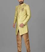 Green anghrakha pattern work indo western