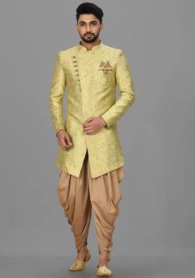 Green anghrakha pattern work indo western 1