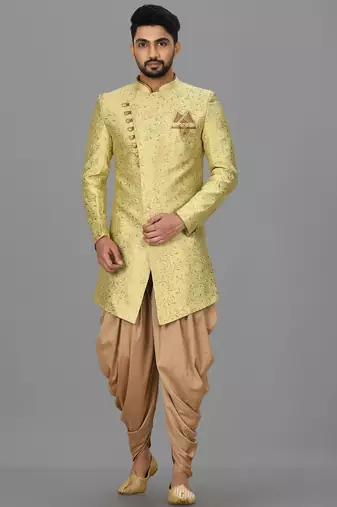 Green anghrakha pattern work indo western