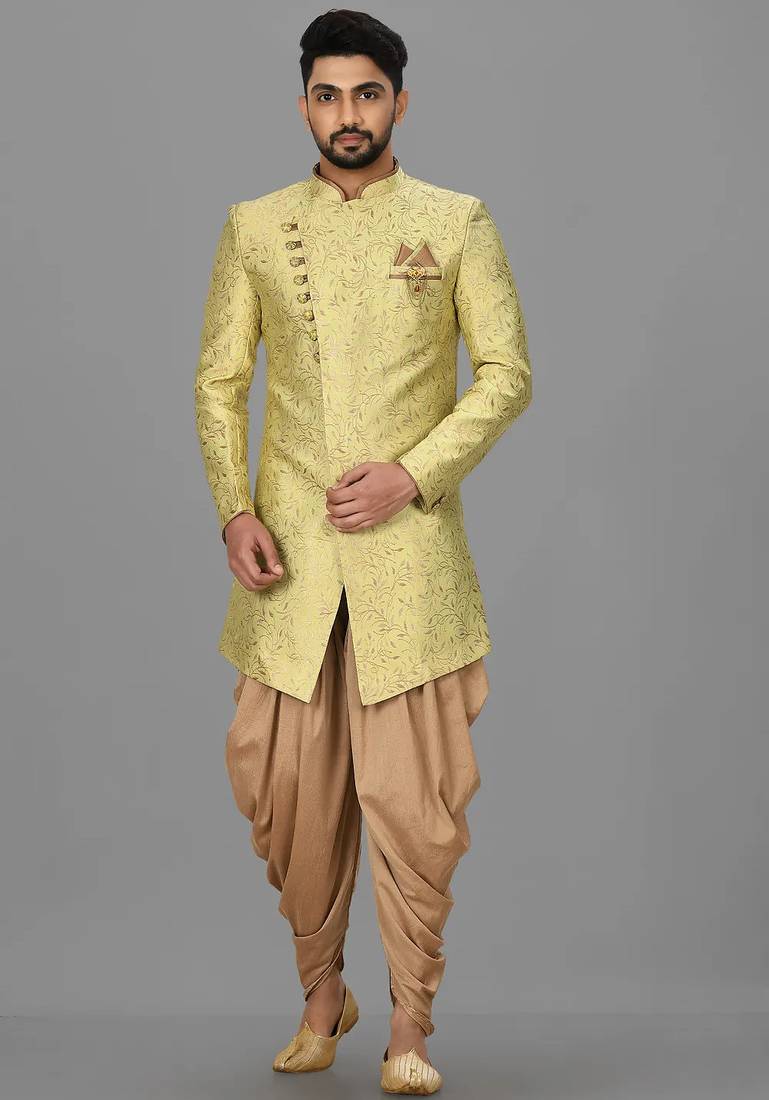 Green anghrakha pattern work indo western