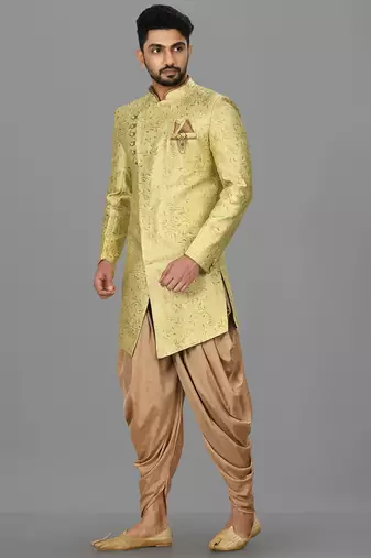 Green anghrakha pattern work indo western