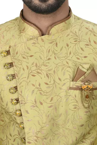 Green anghrakha pattern work indo western