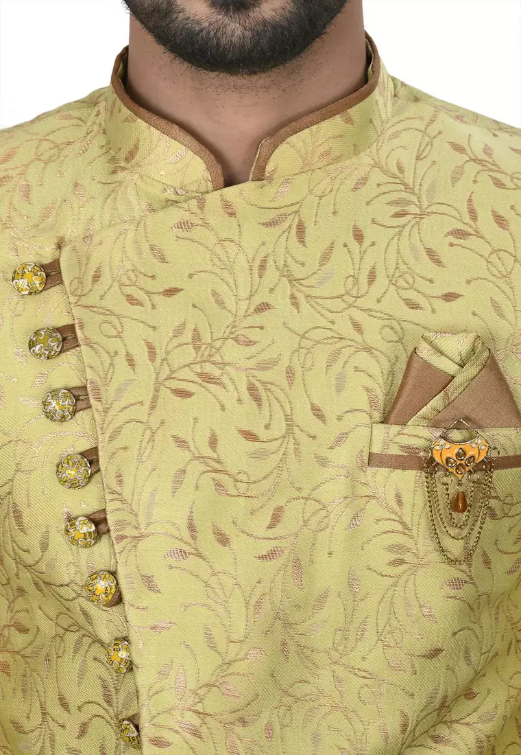 Green anghrakha pattern work indo western