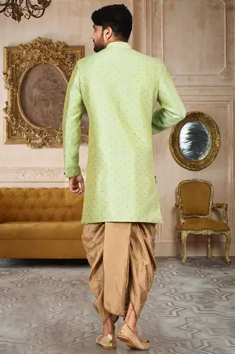 Green anghrakha pattern work indo western