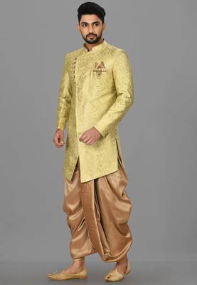 Green anghrakha pattern work indo western 4