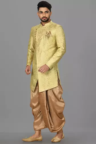 Green anghrakha pattern work indo western