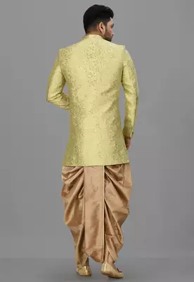 Green anghrakha pattern work indo western 5