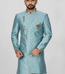 Sky blue anghrakha pattern work indo western