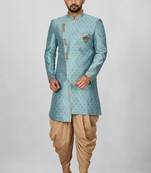 Sky blue anghrakha pattern work indo western