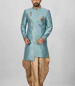 Sky blue anghrakha pattern work indo western