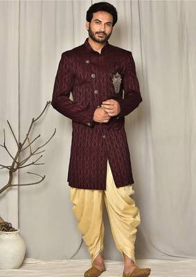Mahroon anghrakha pattern work indo western 1