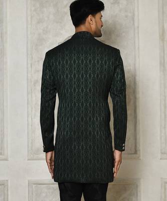 Bottle green anghrakha pattern work indo western 5