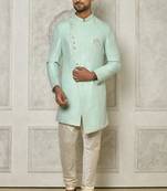 Mintgreen anghrakha pattern work indo western