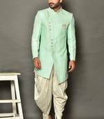 Mintgreen anghrakha pattern work indo western