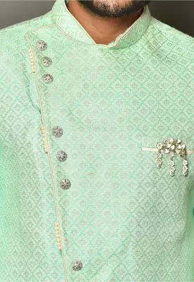 Mintgreen anghrakha pattern work indo western 2