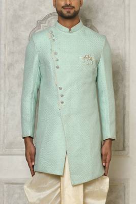 Mintgreen anghrakha pattern work indo western 1