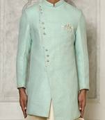 Mintgreen anghrakha pattern work indo western