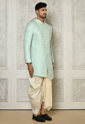 Mintgreen anghrakha pattern work indo western 2