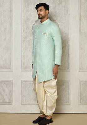 Mintgreen anghrakha pattern work indo western 3