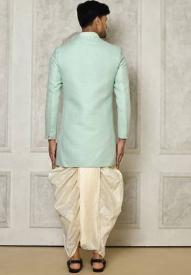 Mintgreen anghrakha pattern work indo western 4
