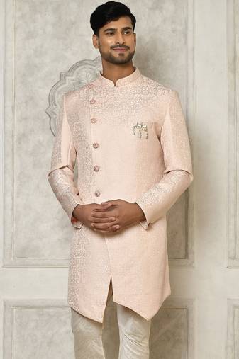 Rose gold anghrakha pattern work indo western