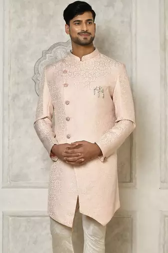 Rose gold anghrakha pattern work indo western