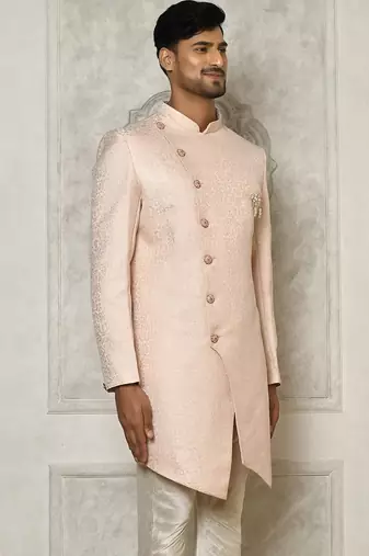 Rose gold anghrakha pattern work indo western