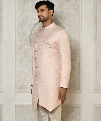 Rose gold anghrakha pattern work indo western 3